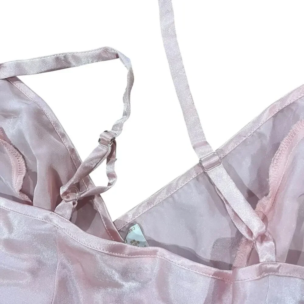Vintage Victoria's Secret Gold Label Teddy Size P Pink Polyester Lace Lingerie